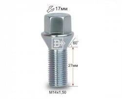 Колёсный болт длиной 27 мм Вектор M14 1.5 27 под гаечный ключ Audi A4 B5 8D2 седан дорестайлинг (1994-1997) 