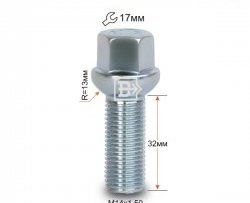 Колёсный болт длиной 32 мм Вектор M14 1.5 32 под гаечный ключ Audi V8 4C седан (1988-1994) 