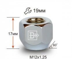 Колёсная гайка Вектор M12 1.25 ВИС 2349 бортовой грузовик рестайлинг (2018-2025) 