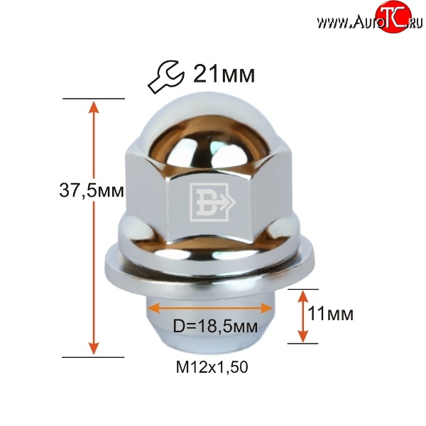 144 р. Колёсная гайка Вектор M12 1.5    с доставкой в г. Москва