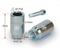 Колёсная гайка Вектор M12 1.25 Лада 2104 (1984-2012) 