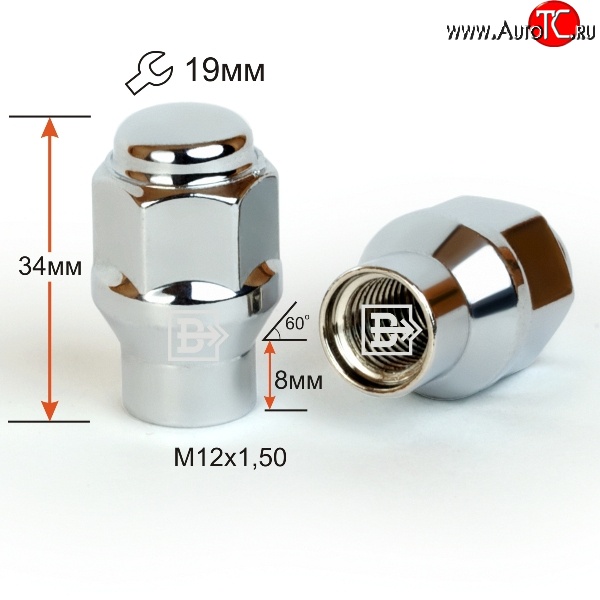 96 р. Колёсная гайка Вектор M12 1.5    с доставкой в г. Москва