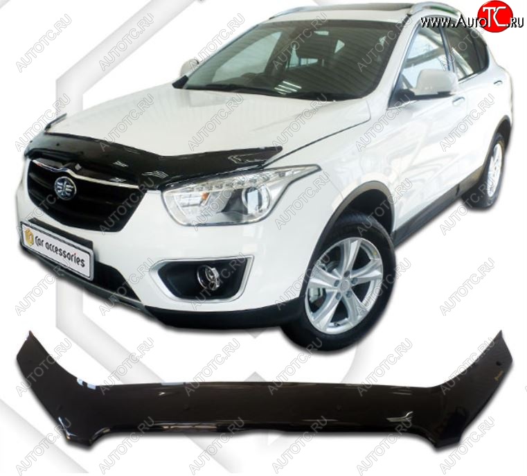 2 199 р. Дефлектор капота CA-Plastiс  FAW Besturn X80 (2014-2019) дорестайлинг (Classic черный, Без надписи)  с доставкой в г. Москва