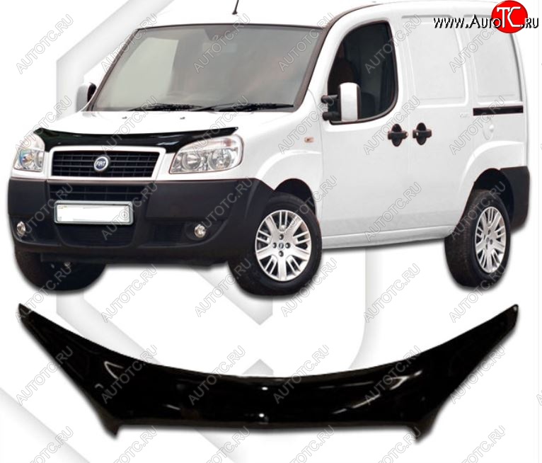 2 399 р. Дефлектор капота CA-Plastiс exclusive  Fiat Doblo  223 (2005-2016) рестайлинг (Classic черный, Без надписи)  с доставкой в г. Москва