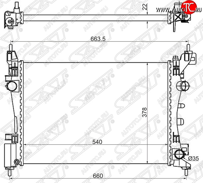 6 599 р. Радиатор двигателя SAT (пластинчатый, 1.0/1.2/1.4/1.6, МКПП/АКПП) Fiat Grande Punto (2005-2012)  с доставкой в г. Москва