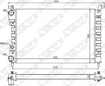 Радиатор двигателя SAT (пластинчатый, МКПП) Fiat Palio 178 хэтчбэк 5 дв. дорестайлинг (1996-2003)