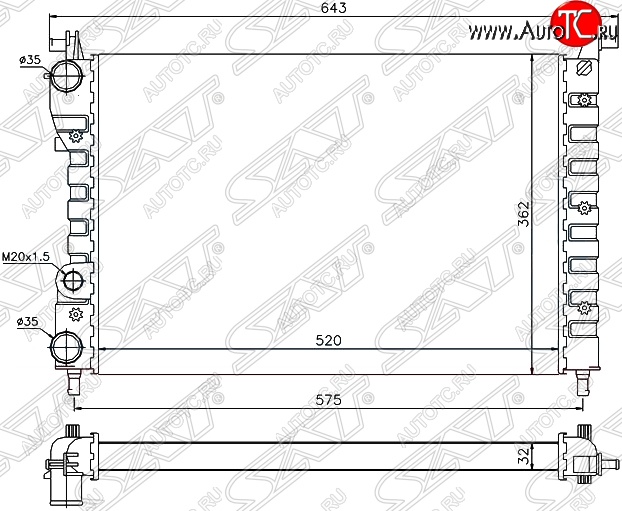 6 299 р. Радиатор двигателя SAT (пластинчатый, МКПП) Fiat Palio 178 хэтчбэк 5 дв. дорестайлинг (1996-2003)  с доставкой в г. Москва