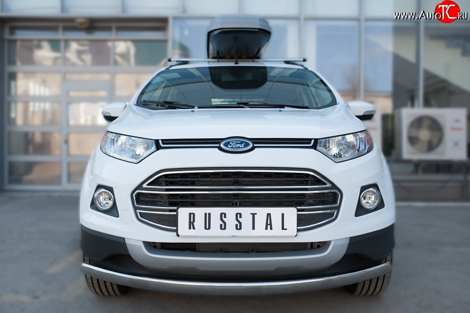 15 649 р. Защита переднего бампера (Ø75х42 мм, нержавейка) Russtal Ford EcoSport дорестайлинг (2013-2019)  с доставкой в г. Москва