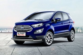 Защита переднего бампера Slitkoff (двойная, d57/42) Ford (Форд) EcoSport (ЭкоСпорт)  B515 (2017-2019) B515 рестайлинг