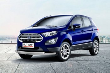 Защита переднего бампера Slitkoff (двойная, d57/42) Ford (Форд) EcoSport (ЭкоСпорт)  B515 (2017-2019) B515 рестайлинг