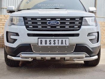 3 689 р. Решетка радиатора Russtal лист Ford Explorer U502 1-ый рестайлинг, 5 дв. (2015-2018) (Неокрашенная)  с доставкой в г. Москва. Увеличить фотографию 2