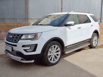 22 949 р. Защита переднего бампера (2 трубыØ63 и 75х42 мм, нержавейка) Russtal Ford Explorer U502 1-ый рестайлинг, 5 дв. (2015-2018)  с доставкой в г. Москва. Увеличить фотографию 3