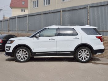 21 999 р. Защита порогов из круглой трубы d63 мм SLITKOFF v3 Ford Explorer U502 1-ый рестайлинг, 5 дв. (2015-2018)  с доставкой в г. Москва. Увеличить фотографию 2