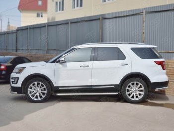 22 999 р. Широкая защита порогов с трубой d42 мм SLITKOFF v2  Ford Explorer  U502 (2015-2019) 1-ый рестайлинг, 5 дв., 2-ой рестайлинг, 5 дв.  с доставкой в г. Москва. Увеличить фотографию 3