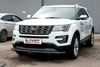 Защита переднего бампера Slitkoff (Ø 57 мм). Ford Explorer U502 1-ый рестайлинг, 5 дв. (2015-2018)