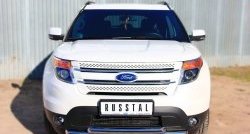 Двойная защита переднего бампера из труб диаметром по 63 мм SLITKOFF Ford (Форд) Explorer (Експлорер)  U502 (2010-2016) U502 дорестайлинг