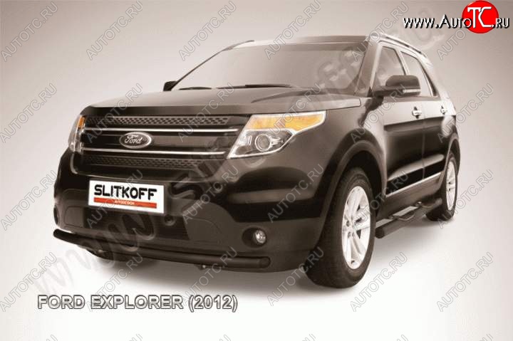 10 499 р. Защита переднего бампера d57 Slitkoff Ford Explorer U502 дорестайлинг (2010-2016) (Цвет: серебристый)  с доставкой в г. Москва