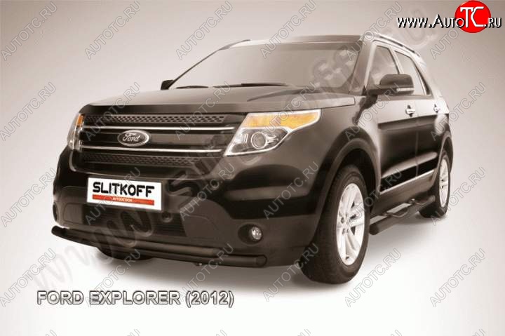 12 999 р. Защита переднего бампера d57/d57 Slitkoff Ford Explorer U502 дорестайлинг (2010-2016) (Цвет: серебристый)  с доставкой в г. Москва