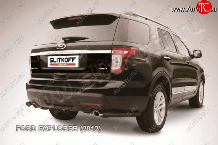 8 599 р. Защита заднего бампера из уголков d57 Slitkoff Ford Explorer U502 дорестайлинг (2010-2016) (Цвет: серебристый)  с доставкой в г. Москва