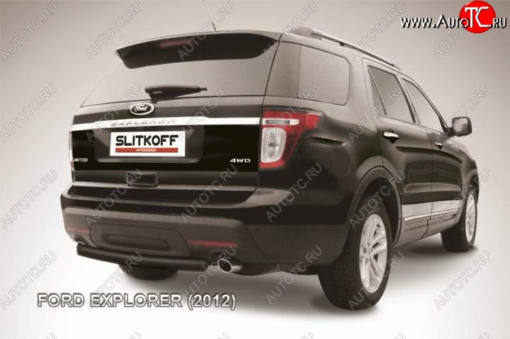 9 849 р. Защита заднего бампера d76 Slitkoff Ford Explorer U502 дорестайлинг (2010-2016) (Цвет: серебристый)  с доставкой в г. Москва