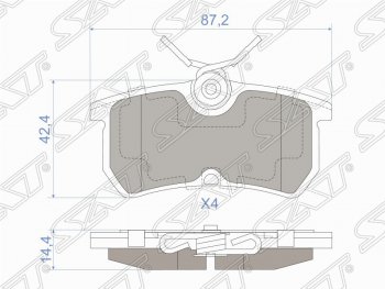 949 р. Колодки тормозные задние SAT Ford Focus 1 хэтчбэк 5 дв. дорестайлинг (1998-2002)  с доставкой в г. Москва. Увеличить фотографию 1