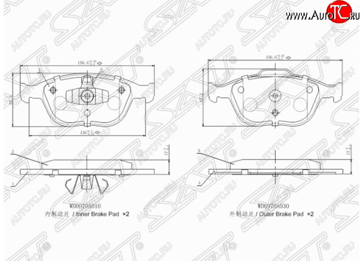 1 329 р. Комплект передних тормозных колодок SAT Ford Focus 1 универсал дорестайлинг (1998-2002)  с доставкой в г. Москва