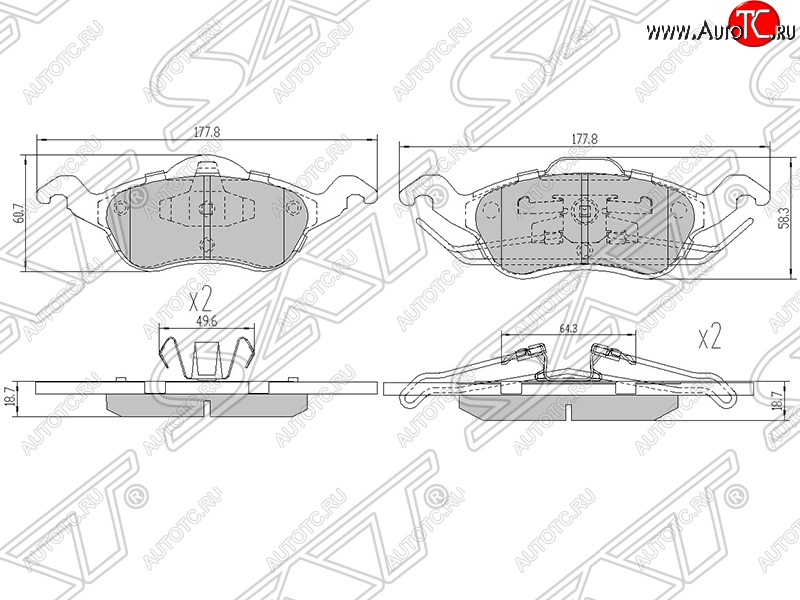 1 499 р. Колодки тормозные SAT (передние)  Ford Focus  1 (1998-2005) седан дорестайлинг, универсал дорестайлинг, хэтчбэк 3 дв. дорестайлинг, хэтчбэк 5 дв. дорестайлинг, седан рестайлинг, универсал рестайлинг, хэтчбэк 3 дв. рестайлинг, хэтчбэк 5 дв. рестайлинг  с доставкой в г. Москва