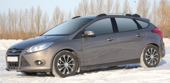 8 799 р. Комплект рейлингов АПС  Ford Focus  3 (2010-2019) хэтчбэк дорестайлинг, хэтчбэк рестайлинг (Черные, без поперечин)  с доставкой в г. Москва. Увеличить фотографию 2