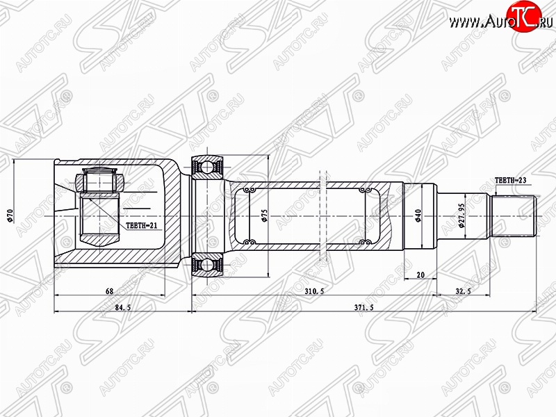 3 999 р. Шрус SAT (внутренний, 21*23*40 мм)  Ford Fusion  1 (2002-2012) хэтчбэк дорестайлинг,  рестайлинг, хэтчбэк  с доставкой в г. Москва