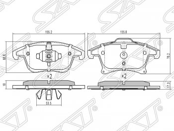 Колодки тормозные SAT (передние) Ford Mondeo MK5 CD391 дорестайлинг седан (2014-2018)