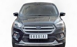 Защита переднего бампера (2 трубыØ42 мм, нержавейка) Russtal Ford Kuga 2 рестайлинг (2016-2019)