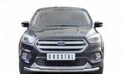 15 649 р. Защита переднего бампера (2 трубыØ63 и 42 мм, нержавейка) Russtal  Ford Kuga  2 (2016-2019) рестайлинг  с доставкой в г. Москва. Увеличить фотографию 1