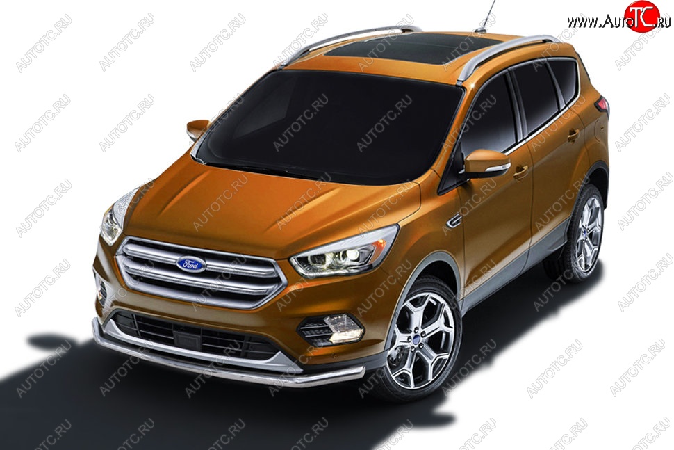 9 999 р. Защита заднего бампера Slitkoff (d57)  Ford Kuga  2 (2016-2019) рестайлинг (Нержавейка, Полированная)  с доставкой в г. Москва