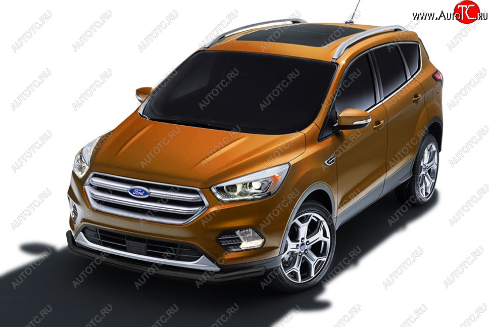 6 899 р. Защита заднего бампера Slitkoff (d57)  Ford Kuga  2 (2016-2019) рестайлинг (Сталь с полимерным покрытием. Цвет: чёрный)  с доставкой в г. Москва