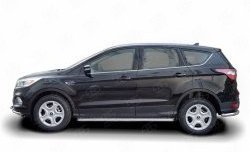 19 799 р. Порожки для ног (Ø42) Russtal  Ford Kuga  2 (2016-2019) рестайлинг (лист - алюминий, профиль - нержавейка)  с доставкой в г. Москва. Увеличить фотографию 1