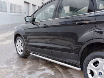 Защита порогов из круглой трубы диаметром 63 мм Russtal v3 Ford Kuga 2 рестайлинг (2016-2019)