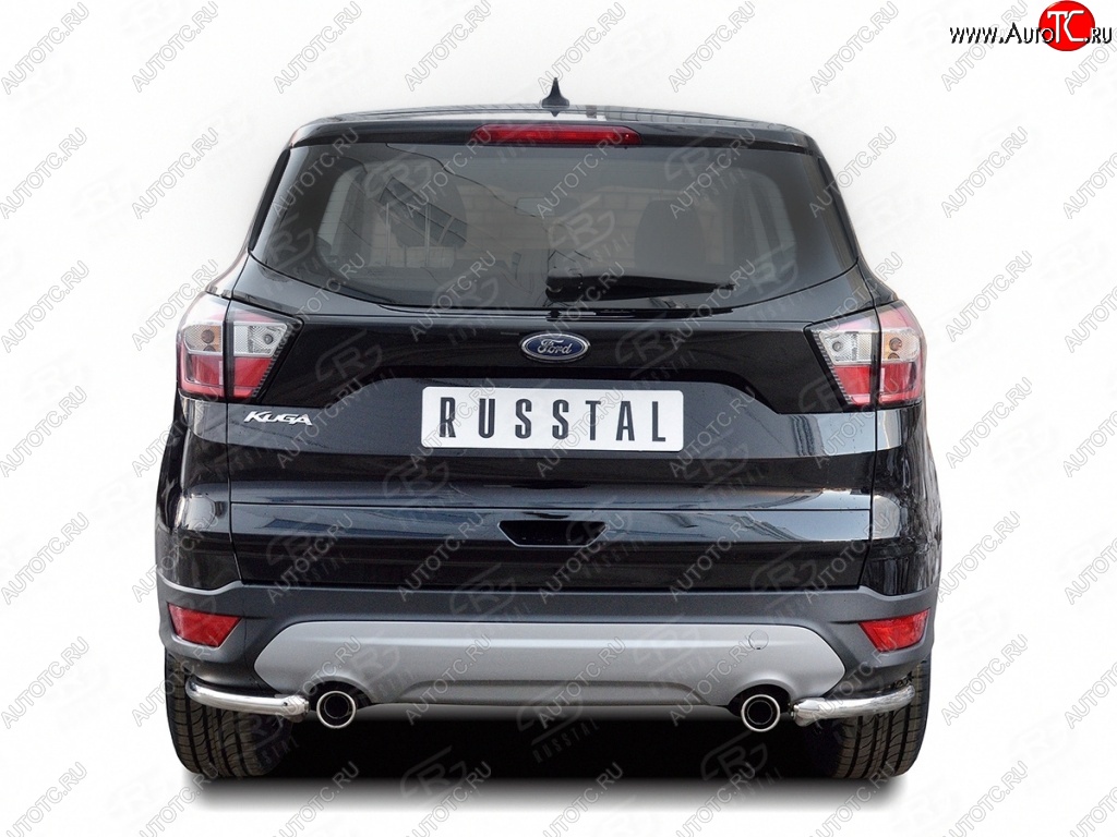 10 949 р. Защита заднего бампера (Ø42 мм уголки, нержавейка) Russtal  Ford Kuga  2 (2016-2019) рестайлинг  с доставкой в г. Москва