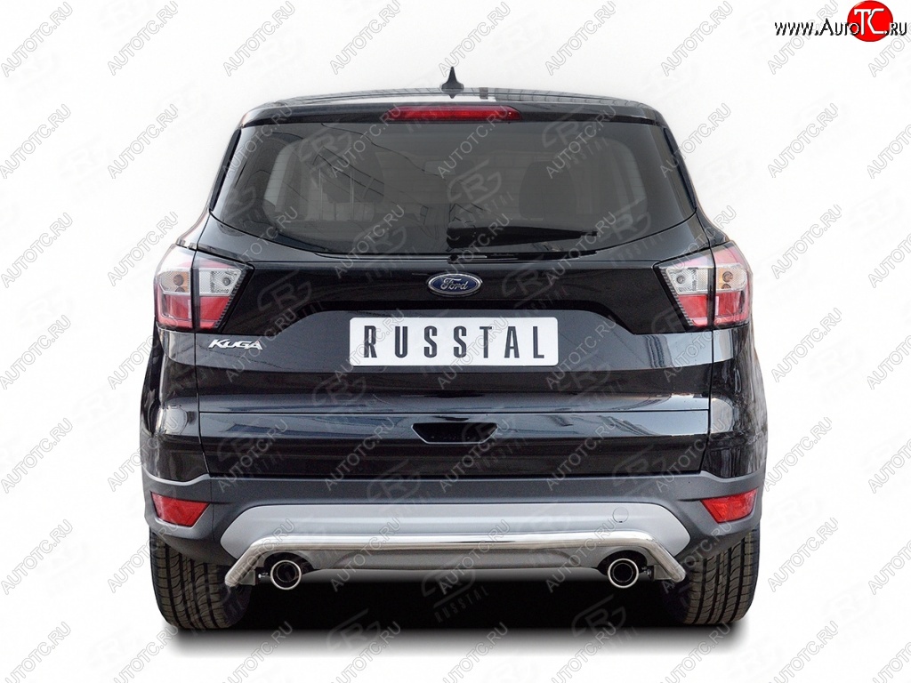 11 449 р. Защита заднего бампера (Ø42 мм волна, нержавейка) Russtal Ford Kuga 2 рестайлинг (2016-2019)  с доставкой в г. Москва