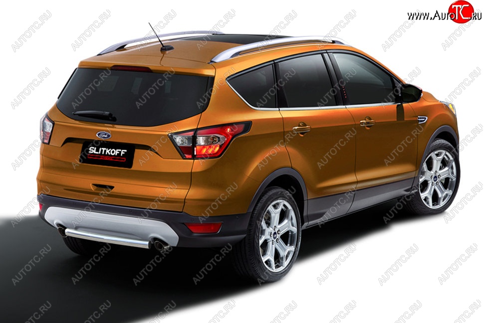 6 499 р. Защита заднего бампера Slitkoff (d57, короткая)  Ford Kuga  2 (2016-2019) рестайлинг (Нержавейка, Без окраски)  с доставкой в г. Москва