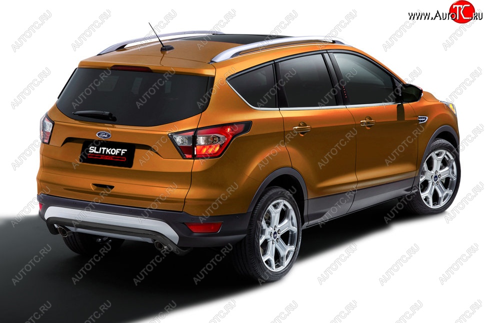 6 949 р. Защита заднего бампера Slitloff (d57, скоба) Ford Kuga 2 рестайлинг (2016-2019) (Сталь с полимерным покрытием. Цвет: чёрный)  с доставкой в г. Москва