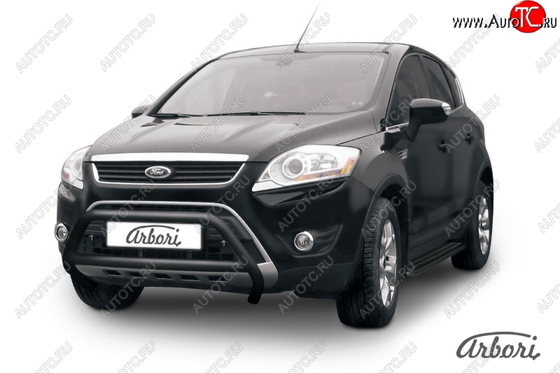 11 789 р. Защита переднего бампера Arbori (низкая, черная, d57 mm) Ford Kuga 1 (2008-2013)  с доставкой в г. Москва