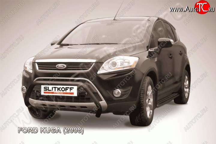 17 549 р. Кенгурятник d57 Slitkoff (низкий) Ford Kuga 1 (2008-2013) (Цвет: серебристый)  с доставкой в г. Москва