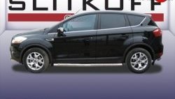 Защита порогов из круглой трубы диаметром 76 мм Slitkoff Ford Kuga 1 (2008-2013)