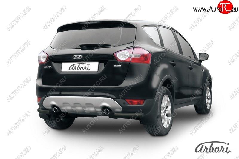 7 019 р. Защита заднего бампера Arbori (уголки, черная, 1 труба d57 mm).  Ford Kuga  1 (2008-2013)  с доставкой в г. Москва