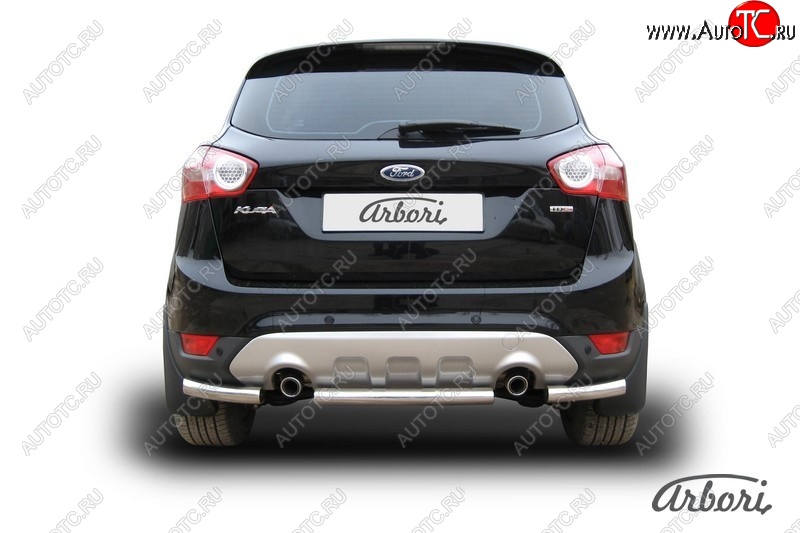 6 389 р. Защита заднего бампера Arbori (нержавейка, 1 труба d57 mm). Ford Kuga 1 (2008-2013)  с доставкой в г. Москва