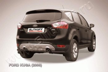 3 899 р. Защита заднего бампера из уголков d57 Slitkoff Ford Kuga 1 (2008-2013) (Цвет: серебристый)  с доставкой в г. Москва. Увеличить фотографию 1