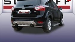 5 599 р. Защита заднего бампера из короткой трубы диаметром 57 мм Slitkoff Ford Kuga 1 (2008-2013) (Нержавейка, Полированная)  с доставкой в г. Москва. Увеличить фотографию 1