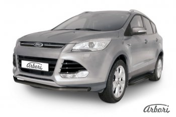 Защита переднего бампера Arbori (черная, 1 труба d57 mm). Ford Kuga 2 дорестайлинг (2013-2016)