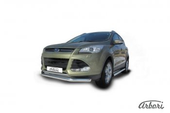 13 319 р. Защита переднего бампера Arbori (нержавейка, 1 труба d76 mm) Ford Kuga 2 дорестайлинг (2013-2016)  с доставкой в г. Москва. Увеличить фотографию 2