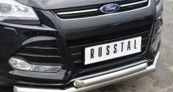 20 999 р. Защита переднего бампера (2 трубыØ76 и 63 мм, нержавейка) SLITKOFF Ford Kuga 2 дорестайлинг (2013-2016)  с доставкой в г. Москва. Увеличить фотографию 2